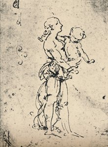 Una mujer llevando a un niño, c. 1481, 1945 de Leonardo da Vinci