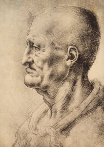 Un hombre mostrado de perfil, dibujo de Leonardo da Vinci, conservado en la Sala de Dibujos y Grabados, Galería Uffizi, Florencia de Leonardo da Vinci