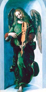 Un ángel en verde con una vielle