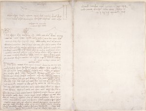 Arundel 263, f.166v, f.163 Notas y diagramas sobre el vuelo de las aves, de 