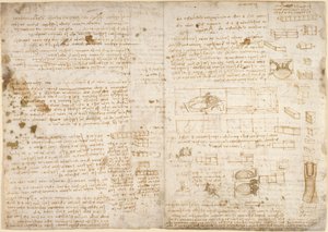 Arundel 263, f.223 Notas, diagramas y bocetos del 