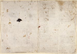 Arundel 263, f.225v, f.230 Dibujos sobre las potencias y fuerzas mecánicas, percusión, gravedad, movimiento, óptica y astronomía, con diversas proposiciones aritméticas y geométricas (pluma y tinta sobre papel) de Leonardo da Vinci