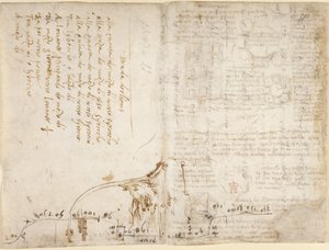 Arundel 263, f.263v, f.270 Nota y boceto que describe el itinerario del 