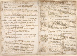 Arundel 263, f.267v, f.266, Notas y diagramas sobre la definición matemática de punto, línea y área, para el 