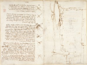 Arundel 263, f.276v, f.273r, Apuntes y bocetos sobre el viento, titulado 