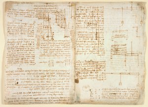 Arundel 263 f.32v, f.31 Notas y diagramas sobre mecánica, de 