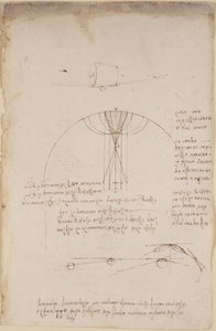 Arundel 263, f.85 Diagramas sobre óptica, sobre las cáusticas de la reflexión; nota y boceto sobre mecánica, sobre el poder de la percusión y con referencias al principio aristotélico 