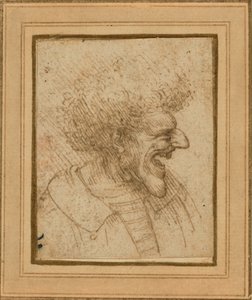 Caricatura de un hombre con el pelo alborotado de Leonardo da Vinci