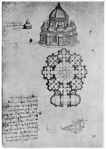 Diseños para una iglesia central, c1488 1954 de Leonardo da Vinci