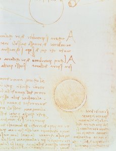 (detalle) del fol. 2r, del Códice Leicester, mostrando la luminosidad exterior de la luna de Leonardo da Vinci