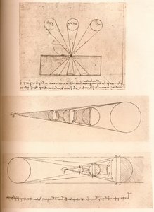 Diagramas que ilustran las teorías de la perspectiva lineal y de la luz y la sombra, c1472-c1519 de Leonardo da Vinci