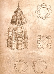 Dibujo de iglesias, c1472-c1519 1883 de Leonardo da Vinci
