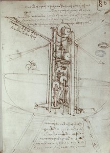 Dibujo de máquina de propulsión voladora de Leonardo da Vinci