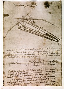 Extracto de un manuscrito de Da Vinci que describe el principio y la construcción de una "Máquina Voladora" (manuscrito) de Leonardo da Vinci