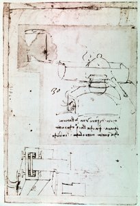 Extracto de un manuscrito de Da Vinci que describe el principio y la construcción de un "Destilador con Refrigeración Continua" (manuscrito). de Leonardo da Vinci