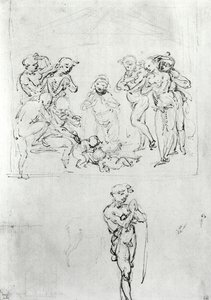 Estudios figurativos para la Adoración de los Magos, c.1481 de Leonardo da Vinci