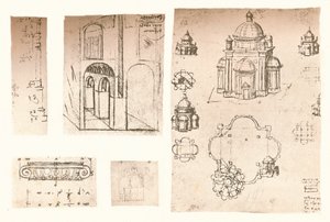 Cinco dibujos arquitectónicos, c1472-c1519 1883 de Leonardo da Vinci