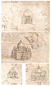 Cuatro dibujos de arquitectura eclesiástica de Leonardo da Vinci