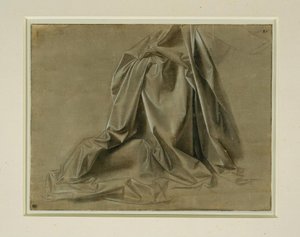 Estudio de vestimenta para una figura arrodillada en perfil perdido de Leonardo da Vinci