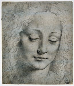 Giovanni Antonio Boltraffio: cabeza de un niño con corona de hojas al estilo de Verrocchio de Leonardo da Vinci