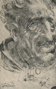 Cabeza grotesca de un hombre girado tres cuartos a la derecha, c1480 1945 de Leonardo da Vinci