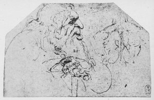 Medio cuerpo de un anciano apoyado en un bastón, c1480 1945 de Leonardo da Vinci