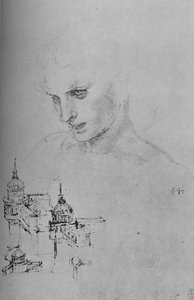 Cabeza de un apóstol y estudio de arquitectura, c1480 1945