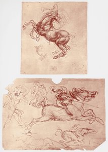 Caballo encabritado, y jinetes y soldados de infantería, c1504 de Leonardo da Vinci