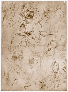 Madonna arrodillada con el Niño y San Juan de Leonardo da Vinci
