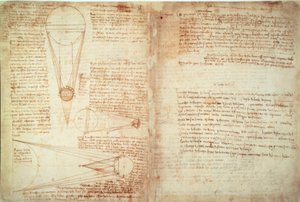 Notas y dos diagramas sobre la relación de la Tierra y la Luna con el Sol de Leonardo da Vinci