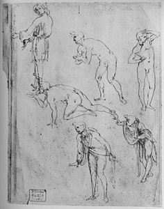 Seis estudios de figuras, 1481-1483 1945 de Leonardo da Vinci