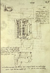 Boceto del foso de fundición para el caballo Sforza visto desde arriba y desde el lado, fol. 149r del Códice Madrid I, c.1493 de Leonardo da Vinci