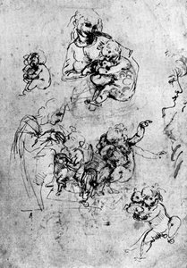 Estudios para una Madonna Del Gatto, siglo XV, 1930 de Leonardo da Vinci