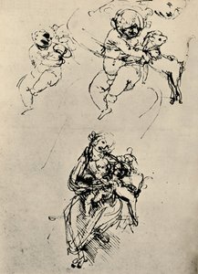 Estudios para una Madonna y Niño con un gato de Leonardo da Vinci