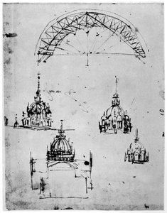 Estudios para la cúpula central de la catedral de Milán, finales del siglo XV, 1954 de Leonardo da Vinci