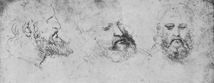 Estudios de la cabeza de Cesare Borgia desde tres puntos de vista, c1480 de Leonardo da Vinci