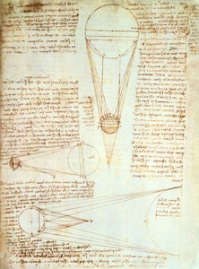 Estudios de la iluminación de la luna, fol. 1r del Códice Leicester, c.1506-08