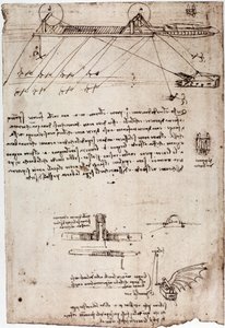 Estudio para una draga marina de Leonardo da Vinci (1452-1519). Dibujo con pluma y tinta.