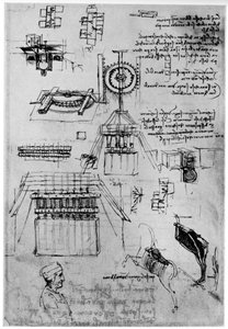 Estudio para la fundición del Monumento Sforza, c. 1493 de Leonardo da Vinci