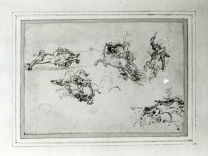 Estudio de jinetes en combate, 1503-4 de Leonardo da Vinci