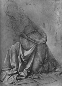Estudio del Drapeo de una Mujer Arrodillada a la Izquierda, c1477 1945 de Leonardo da Vinci