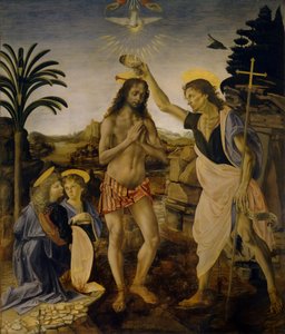 El bautismo de Cristo, ca 1470-1475 de Leonardo da Vinci