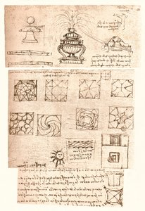 Tres dibujos arquitectónicos de Leonardo da Vinci
