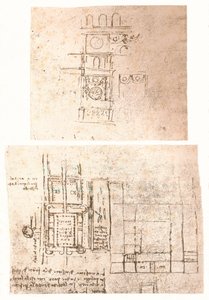 Dos dibujos arquitectónicos de Leonardo da Vinci