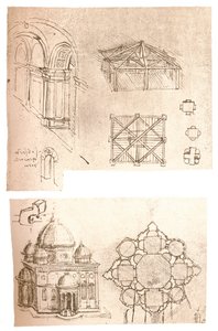 Dos dibujos arquitectónicos, c. 1472-c. 1519, 1883 de Leonardo da Vinci
