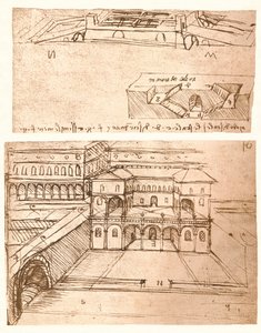 Dos dibujos de planos para ciudades de Leonardo da Vinci