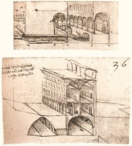 Dos planos para canales en una ciudad, c. 1472-c. 1519, 1883 de Leonardo da Vinci