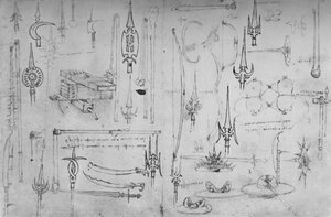 Diversas armas de ataque y defensa de Leonardo da Vinci