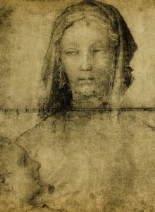 Estudio para la Virgen; dibujo de la Escuela de Leonardo. El Louvre, París de Leonardo da school of Vinci