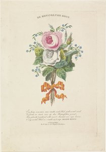 Rosas con retratos en silueta de Guillermo I Federico, rey de los Países Bajos, Guillermina de Prusia, sus hijos, sus padres y su hermana de Leonardus Schweickhardt